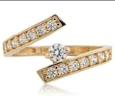 0.80ct Round Lab Created Diamond Women's Bypass Toe Ring 14k Yellow Gold Plated