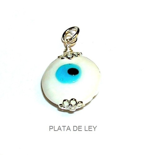Pendant White Evil Eye 16 mm and Sterling Silver 925 .*Protector - Picture 2 of 2