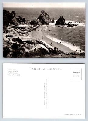 Costa Brava Tossa de Mar Black and White Postcard Sa Mar Menuda Beach Scene