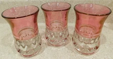 Tiffin Franciscan Kings Crown Thumbprint Ice Tea Glass Cranberry Flash 4" Set .