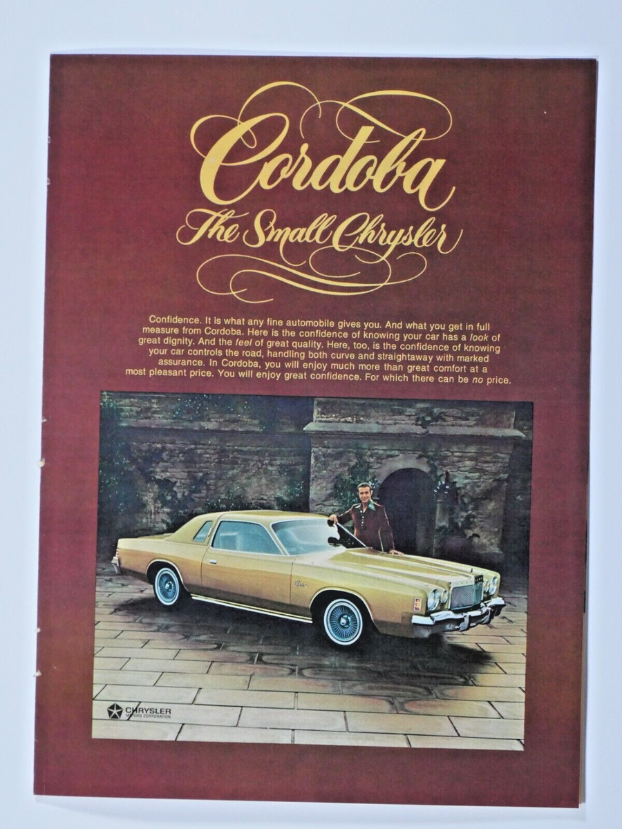 1976 Chrysler Cordoba VTG The Small Gold Original Print Ad 8.5 x