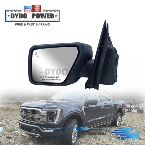 Left Driver Side Mirror For 21-24 Ford F-150 F150 Manual Fold Heated Blind Spot