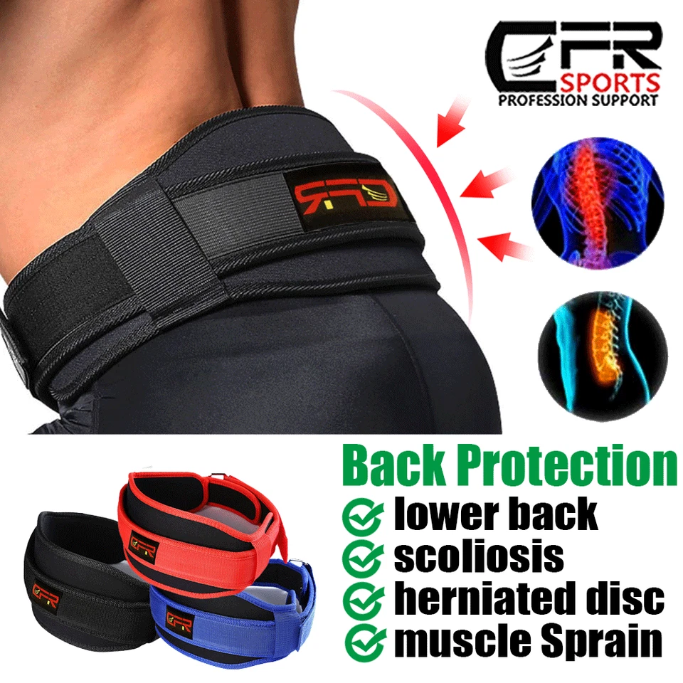 Waist Support Belt Heavy Weight Lifting Lumbar Work Lower Back Strap Brace CFR - Image 3 of 4