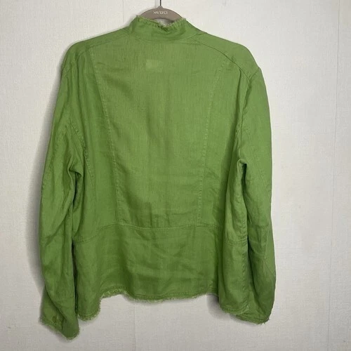 Chaqueta Blazer Coldwater Creek 100% Lino Manga Larga Botón Frontal Mujer Talla L Foto 4 de 4