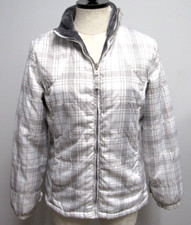Below Zero Rothschild White Plaid Lined Lightweight Puffer Coat Size Small