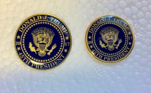 Support Donald Trump Presidential Seal 45th 2017 Lapel Pin set of 2 blue/gold - Picture 1 of 2