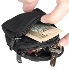 Tactical Mini Round Pouch Small Coin Purchase Key Wallet Coin Purses Zipper Bag
