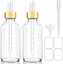Glass Bottle with Dropper, 4 Oz Clear Eye Dropper Bottle for Essential Oils with