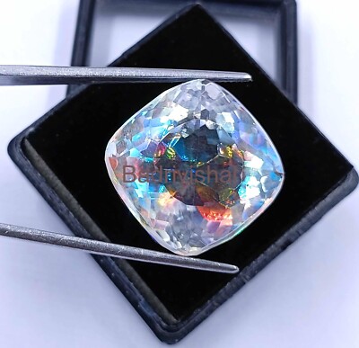 70Ct IGL Certified Natural Bi-Color Mystic Topaz Cushion Cut Loose Gemstone 4JUJ
