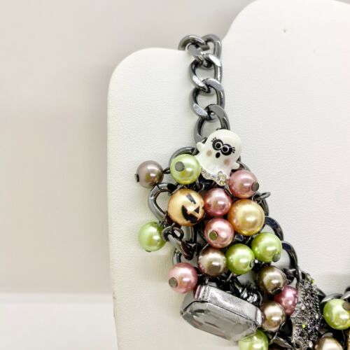 Betsey Johnson Halloween Statement Choker Necklace Spider Ghost Skull Cat Bat - Picture 4 of 8