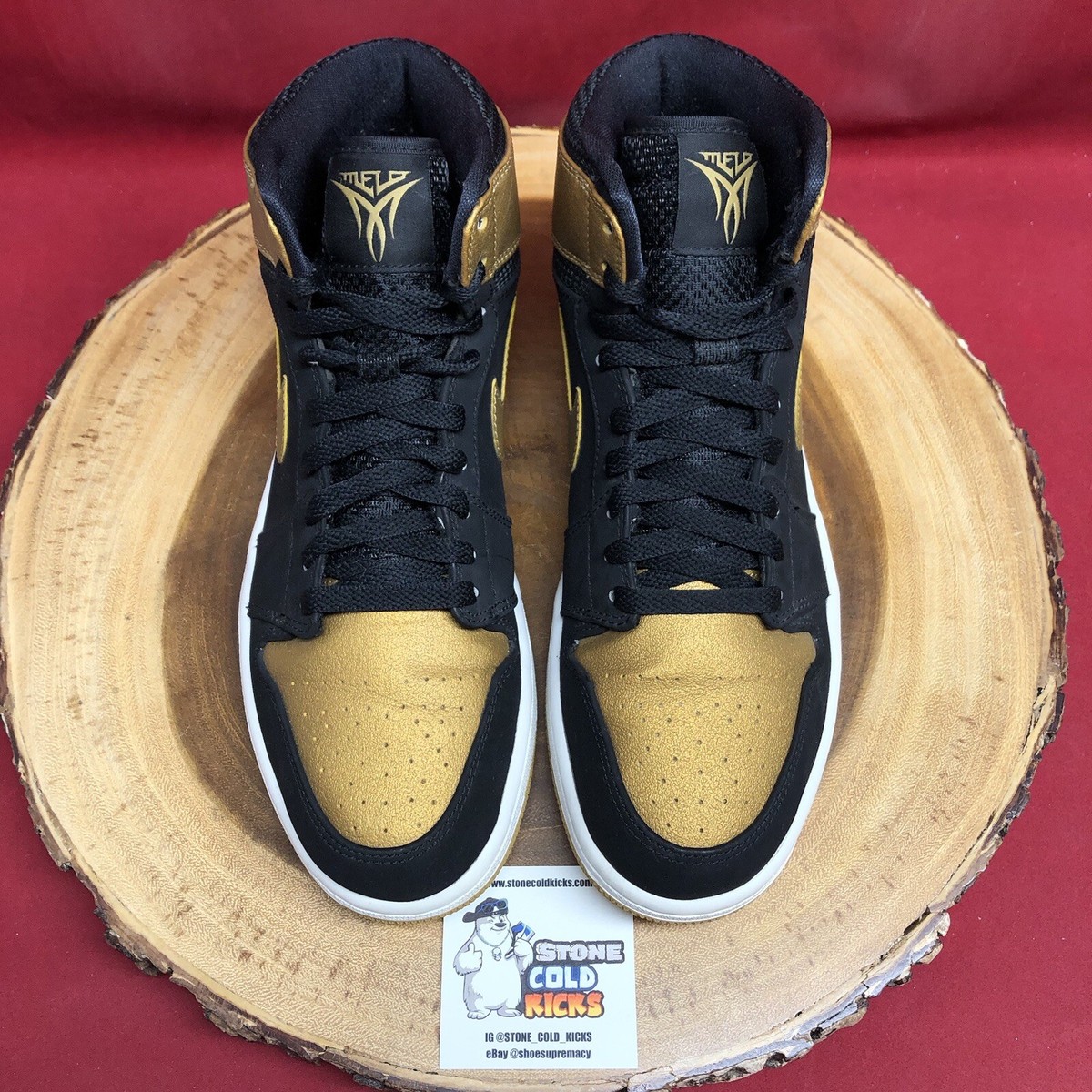 Nike Air Jordan 1 Retro High Melo Size 9 Black Gold 332550 Nike Air Jordan 1 Retro High Melo Size 9 Black Gold 332550