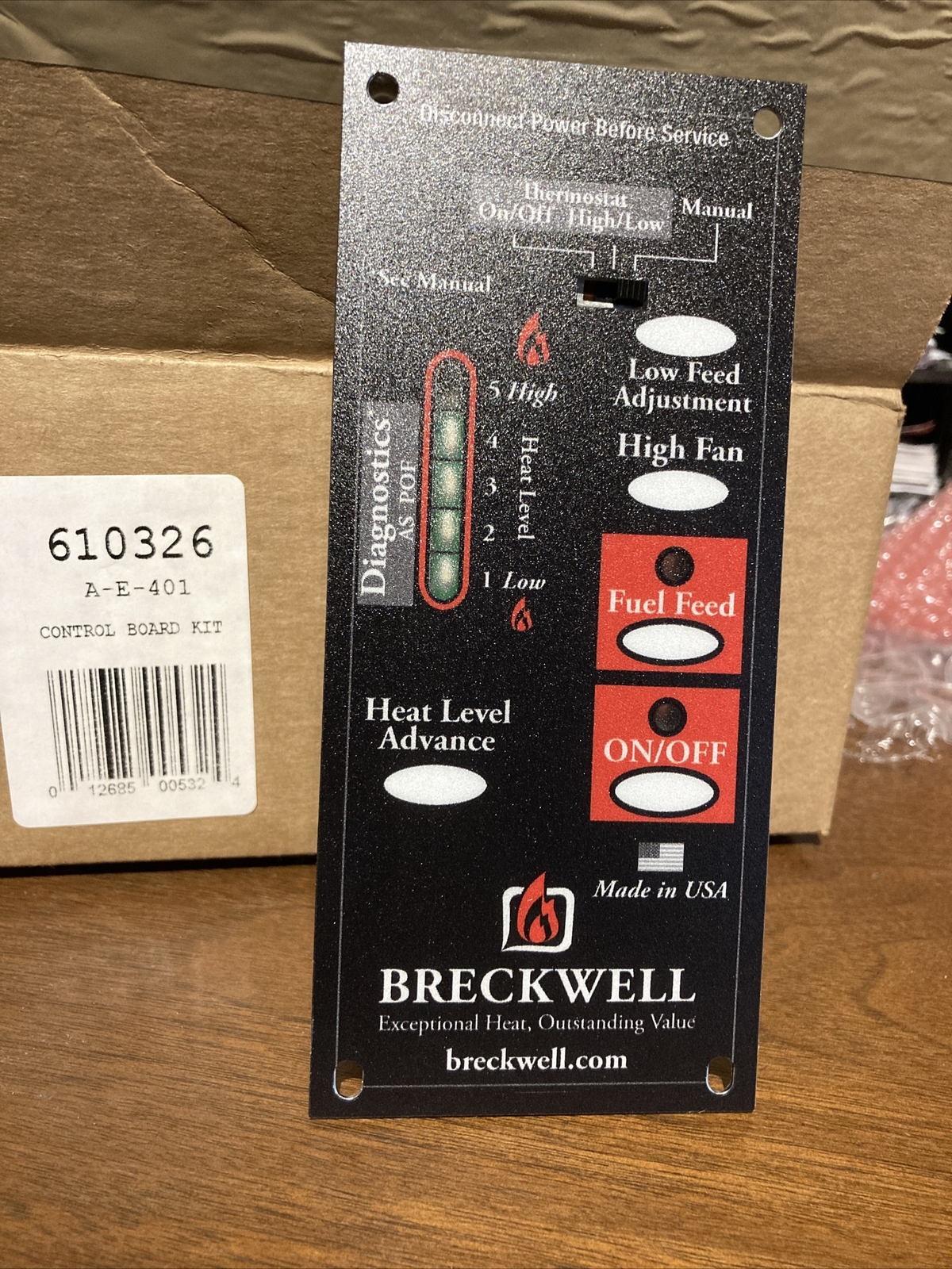 80684 A-E-401  A-E-101 Breckwell Control Board Panel, 5 Speed OEM Pellet Stove