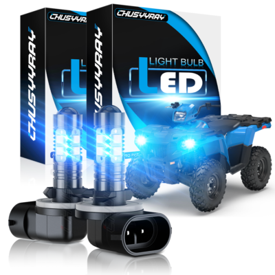 8000K Blue LED Headlight Bulbs For Arctic Cat 400/500/650/700 – Hi/Lo Beam, 100W, IP67, 5-Yr Warranty