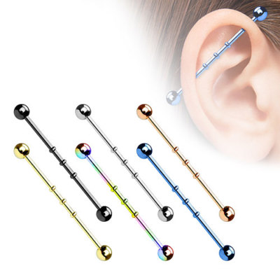 Industrial Piercing Hantel Ohr Helix Knorpel Ohrpiercing Scaffold mit Kerben