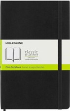 MOLESKINE NEW PLAIN PAGES LARGE NOTEBOOK BLACK Hard COVER SEALED 21X13 CM 240 PG