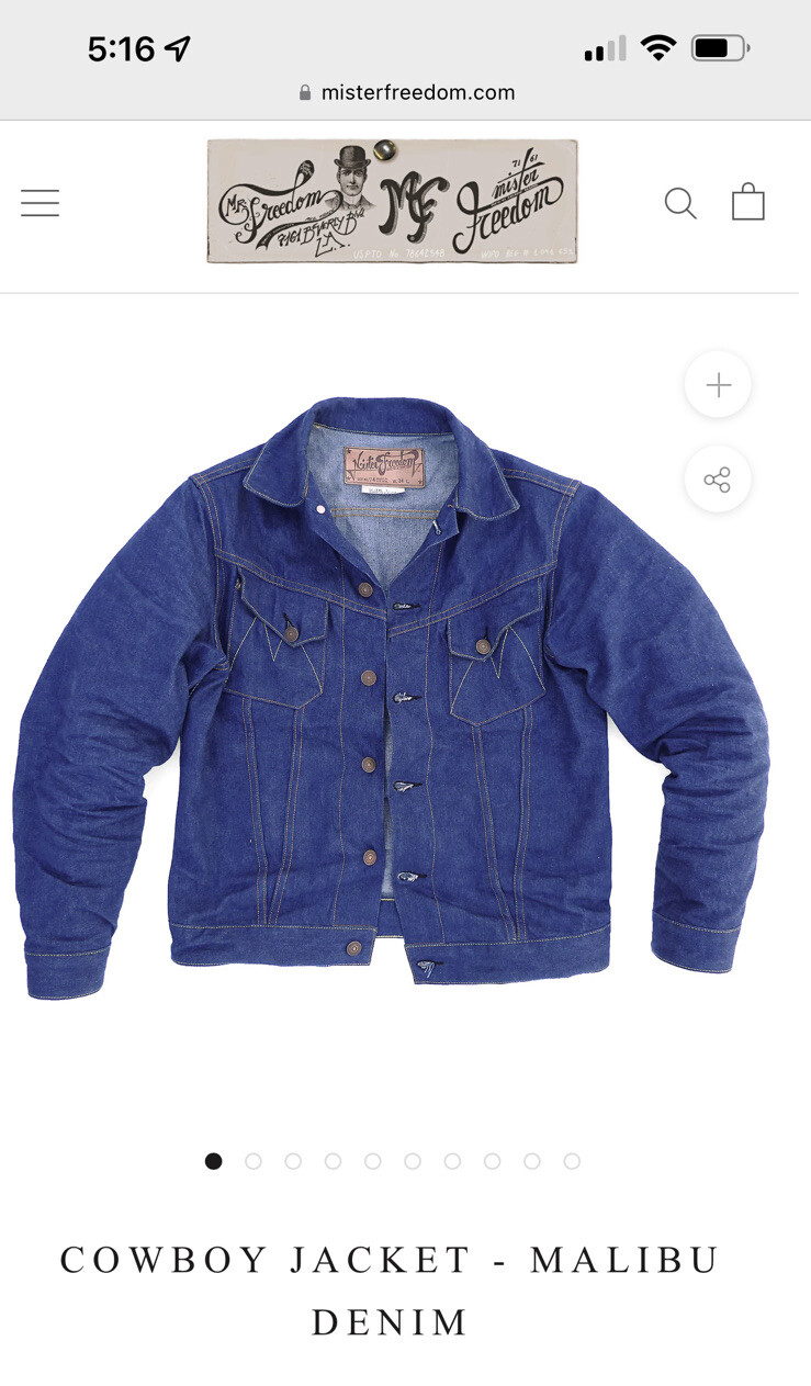 Mister Freedom x Sugar Cane Cowboy Jacket Malibu Deni… Gem