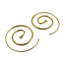 9ct Yellow Gold Spiral Circle Threader 925 Silver Earrings Jewellery for Women