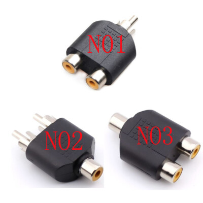RCA Socket 2 Male to Female Plug AV Audio Video Y Splitter Adapter Extender Jack