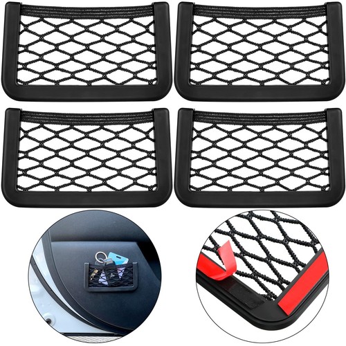 4 Pieces Car Net Pocket Storage Back Stick on 6 x 3.2 Inch