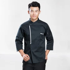 Men Women Long Sleeve Hotel Kitchen Apparel Chef Jacket Coat Uniform