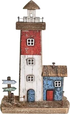 Nautical Decor Wooden Lighthouse Sign Coastal Table Centerpiece Ocean Beach Them