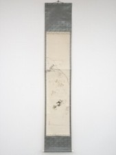 5910066: JAPANESE HANGING SCROLL / HAND PAINTED / FLOWER & BIRD