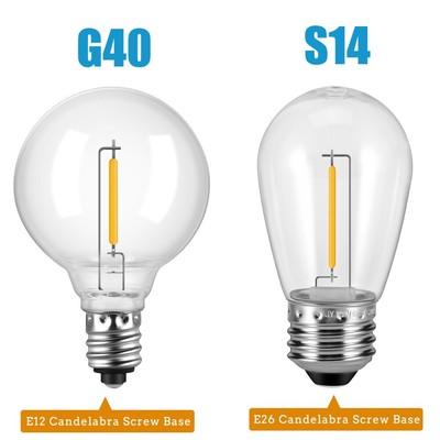 Waterproof S14 G40 LED Light Bulb Outdoor String Lights Replacement E26 E12 Base