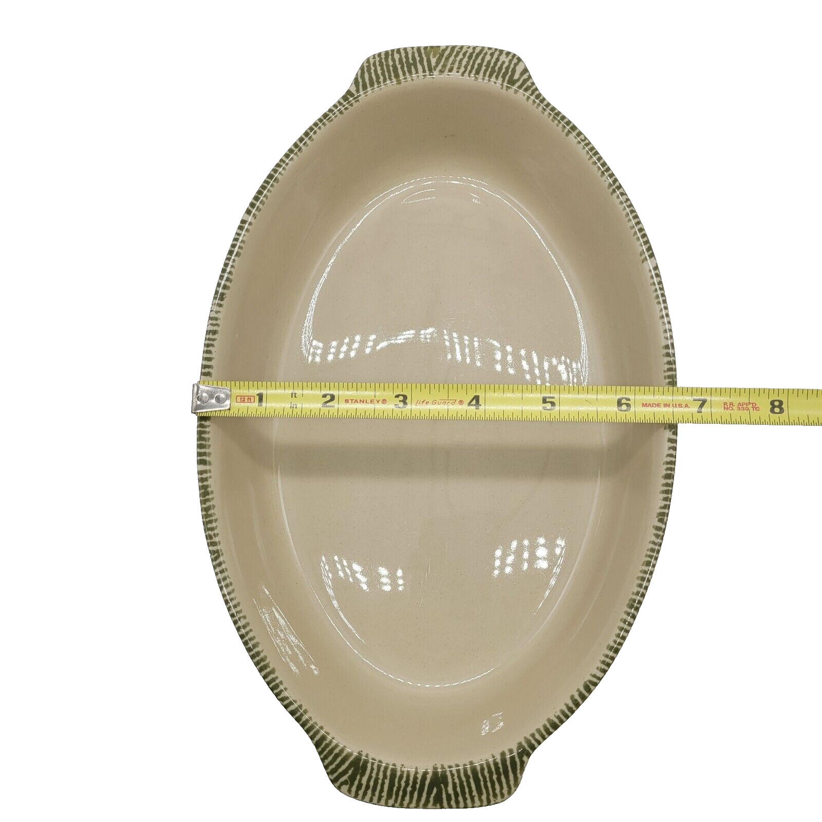 Grestel Stoneware baking Casserole Dish Made in Portugal Green Leaves Pattern