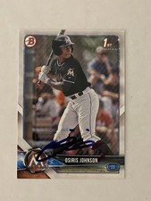 Osiris Johnson SIGNED 2018 Bowman Draft 1st RC #BD-103 IP AUTO Miami Marlins B