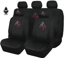 Black Pink Red Hearts Car Seat Covers Full Set W Air Freshener For Women