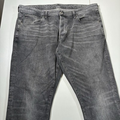 G-STAR Raw 3301 Straight Tapered Jeans 43x33 Gray Acid Wash Stretch Grunge Faded