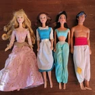 Vintage Disney Barbie Prince Princess Doll Lot  Aurora Aladdin Belle Jasmine
