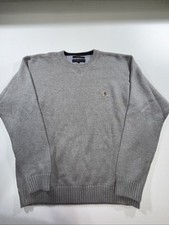 Vintage Tommy Hilfiger Sweater Mens Medium Gray Fishermans Knit Pullover 90s