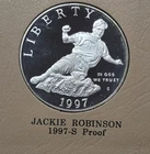 JACKIE ROBINSON BROOKLYN DODGERS 1997-S COMMEMORATIVE SILVER DOLLAR PROOF
