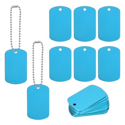 25 Pieces Metal Stamping Blanks Tag with Ball Chain 6\'' Light Blue