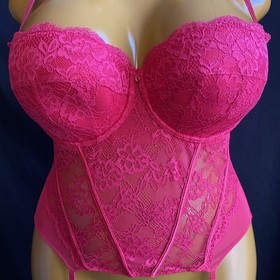 Ann Summers Sexy Lace Planet Suspender Basque, Red Sheer Mesh & Lace, UK 18 D-DD