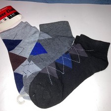 Men/Boys No Show Socks Argyle Design Soft Strechy Size 9-11
