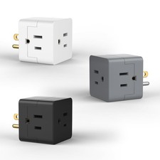 POWERCORDS 3 Outlet Cube Wall Adapter, 3 Pack, Recessed Outlet Extender, Low ...