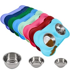 Dog Bowls 2 Stainless Steel Bowl for Pet Water and Food Feeder with Non Spill...
