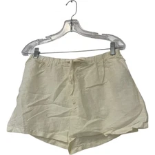 Zara Home Womens Shorts S Small Cream Linen Blend Drawstring Elastic Waist NWT