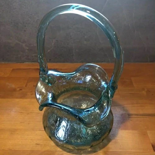 Sea Mist Green Ruffled Fenton Art Glass Basket