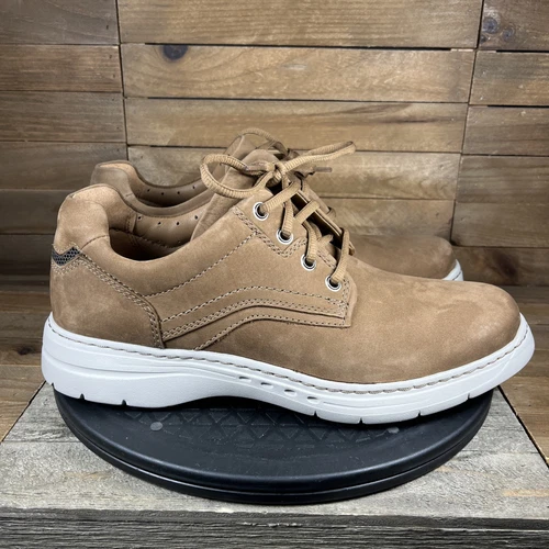 Scarpe Oxford Clarks da uomo taglia 9M Un Brawley in camoscio marrone con lacci punta tonda nuove