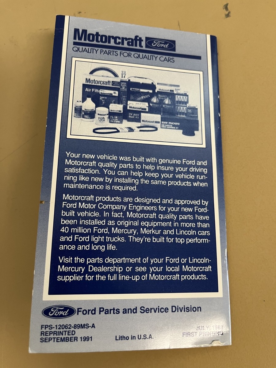 1989 Ford - Aerostar - Maintenance Schedule & Record Log, UNUSED