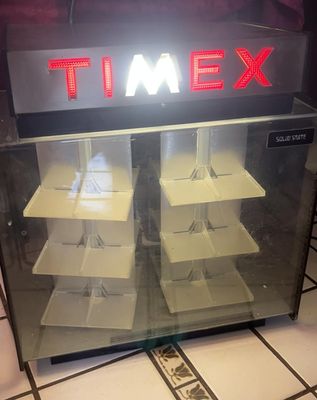 Rare Vintage Timex Electric Watch Display Case Lighted Mechanical