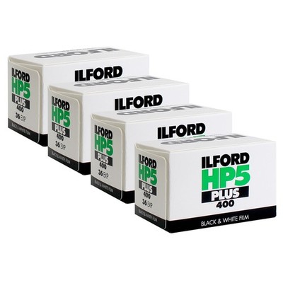 Ilford HP5 Plus Black & White Negative Film 35mm Roll Film, 36 Exp - 4 Pack