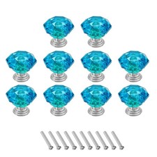 10Pcs Crystal Drawer Knobs 24 mm Dresser Knobs for Cupboard Blue Green/Silver