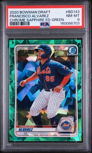 2020 Bowman Chrome Draft Sapphire - Francisco Alvarez #BD-143 Green /50 PSA 8