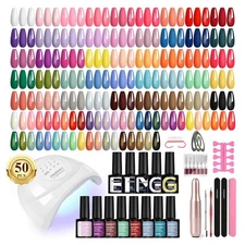 PHOENIXY 63 Pcs Gel Nail Polish Kit with U V light and Drill, 50 Pcs Gel Polish 