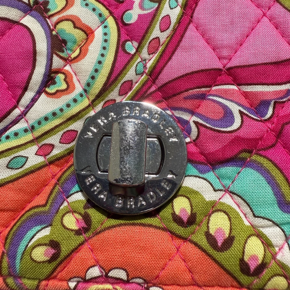 Vera Bradley Wallet Crossbody Pink Swirl Paisley Floral Turn Lock - Image 2 of 4