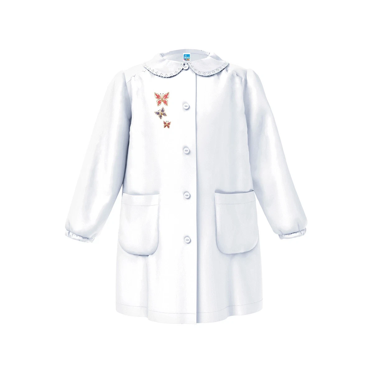 siggi Grembiule Asilo, Bambina e Ragazza Con chiusura Bottoni o Zip. Quadretto Rosa o Bianco 3878/BIANCO_1PZ_0001_55 4A